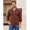 image:imageCOOFANDY Mens Quarter Zip Pullover Slim Fit Lightweight Sweater Casual Mock Neck Knit Polo SweaterBrown