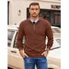 image:imageCOOFANDY Mens Quarter Zip Pullover Slim Fit Lightweight Sweater Casual Mock Neck Knit Polo SweaterBrown