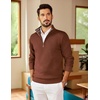 image:imageCOOFANDY Mens Quarter Zip Pullover Slim Fit Lightweight Sweater Casual Mock Neck Knit Polo SweaterBrown