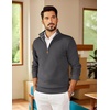 image:imageCOOFANDY Mens Quarter Zip Pullover Slim Fit Lightweight Sweater Casual Mock Neck Knit Polo SweaterDark Gray