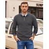 image:imageCOOFANDY Mens Quarter Zip Pullover Slim Fit Lightweight Sweater Casual Mock Neck Knit Polo SweaterDark Gray