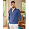 image:imageCOOFANDY Mens Quarter Zip Pullover Slim Fit Lightweight Sweater Casual Mock Neck Knit Polo SweaterGray Blue