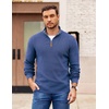 image:imageCOOFANDY Mens Quarter Zip Pullover Slim Fit Lightweight Sweater Casual Mock Neck Knit Polo SweaterGray Blue
