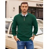 image:imageCOOFANDY Mens Quarter Zip Pullover Slim Fit Lightweight Sweater Casual Mock Neck Knit Polo SweaterGreen