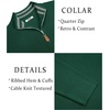 image:imageCOOFANDY Mens Quarter Zip Pullover Slim Fit Lightweight Sweater Casual Mock Neck Knit Polo SweaterGreen