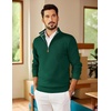 image:imageCOOFANDY Mens Quarter Zip Pullover Slim Fit Lightweight Sweater Casual Mock Neck Knit Polo SweaterGreen