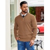 image:imageCOOFANDY Mens Quarter Zip Pullover Slim Fit Lightweight Sweater Casual Mock Neck Knit Polo SweaterKhaki