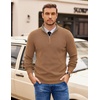 image:imageCOOFANDY Mens Quarter Zip Pullover Slim Fit Lightweight Sweater Casual Mock Neck Knit Polo SweaterKhaki