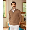 image:imageCOOFANDY Mens Quarter Zip Pullover Slim Fit Lightweight Sweater Casual Mock Neck Knit Polo SweaterKhaki