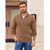 image:imageCOOFANDY Mens Quarter Zip Pullover Slim Fit Lightweight Sweater Casual Mock Neck Knit Polo SweaterKhaki
