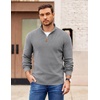 image:imageCOOFANDY Mens Quarter Zip Pullover Slim Fit Lightweight Sweater Casual Mock Neck Knit Polo SweaterLight Gray