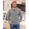 image:imageCOOFANDY Mens Quarter Zip Pullover Slim Fit Lightweight Sweater Casual Mock Neck Knit Polo SweaterLight Gray
