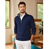 image:imageCOOFANDY Mens Quarter Zip Pullover Slim Fit Lightweight Sweater Casual Mock Neck Knit Polo SweaterNavy
