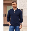 image:imageCOOFANDY Mens Quarter Zip Pullover Slim Fit Lightweight Sweater Casual Mock Neck Knit Polo SweaterNavy