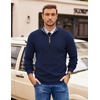 image:imageCOOFANDY Mens Quarter Zip Pullover Slim Fit Lightweight Sweater Casual Mock Neck Knit Polo SweaterNavy