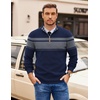image:imageCOOFANDY Mens Quarter Zip Pullover Slim Fit Lightweight Sweater Casual Mock Neck Knit Polo SweaterNavy Bluegrey