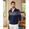 image:imageCOOFANDY Mens Quarter Zip Pullover Slim Fit Lightweight Sweater Casual Mock Neck Knit Polo SweaterNavy Bluegrey
