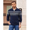 image:imageCOOFANDY Mens Quarter Zip Pullover Slim Fit Lightweight Sweater Casual Mock Neck Knit Polo SweaterNavy Bluegrey