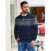 image:imageCOOFANDY Mens Quarter Zip Pullover Slim Fit Lightweight Sweater Casual Mock Neck Knit Polo SweaterNavy Bluegrey