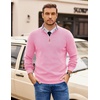 image:imageCOOFANDY Mens Quarter Zip Pullover Slim Fit Lightweight Sweater Casual Mock Neck Knit Polo SweaterPink