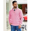 image:imageCOOFANDY Mens Quarter Zip Pullover Slim Fit Lightweight Sweater Casual Mock Neck Knit Polo SweaterPink
