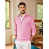 image:imageCOOFANDY Mens Quarter Zip Pullover Slim Fit Lightweight Sweater Casual Mock Neck Knit Polo SweaterPink