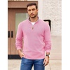 image:imageCOOFANDY Mens Quarter Zip Pullover Slim Fit Lightweight Sweater Casual Mock Neck Knit Polo SweaterPink