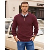 image:imageCOOFANDY Mens Quarter Zip Pullover Slim Fit Lightweight Sweater Casual Mock Neck Knit Polo SweaterRed