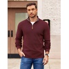 image:imageCOOFANDY Mens Quarter Zip Pullover Slim Fit Lightweight Sweater Casual Mock Neck Knit Polo SweaterRed