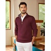 image:imageCOOFANDY Mens Quarter Zip Pullover Slim Fit Lightweight Sweater Casual Mock Neck Knit Polo SweaterRed