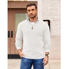 image:imageCOOFANDY Mens Quarter Zip Pullover Slim Fit Lightweight Sweater Casual Mock Neck Knit Polo SweaterWhite