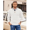image:imageCOOFANDY Mens Quarter Zip Pullover Slim Fit Lightweight Sweater Casual Mock Neck Knit Polo SweaterWhite