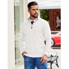 image:imageCOOFANDY Mens Quarter Zip Pullover Slim Fit Lightweight Sweater Casual Mock Neck Knit Polo SweaterWhite