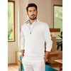image:imageCOOFANDY Mens Quarter Zip Pullover Slim Fit Lightweight Sweater Casual Mock Neck Knit Polo SweaterWhite