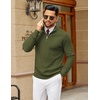 image:imageCOOFANDY Mens Quarter Zip Sweater Slim Fit Lightweight Mock Neck Pullover Knit Texture Polo SweatersArmy Green