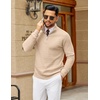 image:imageCOOFANDY Mens Quarter Zip Sweater Slim Fit Lightweight Mock Neck Pullover Knit Texture Polo SweatersBeige
