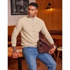 image:imageCOOFANDY Mens Quarter Zip Sweater Slim Fit Lightweight Mock Neck Pullover Knit Texture Polo SweatersBeige