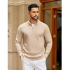 image:imageCOOFANDY Mens Quarter Zip Sweater Slim Fit Lightweight Mock Neck Pullover Knit Texture Polo SweatersBeige