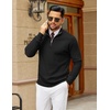 image:imageCOOFANDY Mens Quarter Zip Sweater Slim Fit Lightweight Mock Neck Pullover Knit Texture Polo SweatersBlack