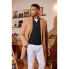 image:imageCOOFANDY Mens Quarter Zip Sweater Slim Fit Lightweight Mock Neck Pullover Knit Texture Polo SweatersBlack