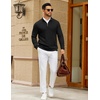 image:imageCOOFANDY Mens Quarter Zip Sweater Slim Fit Lightweight Mock Neck Pullover Knit Texture Polo SweatersBlack