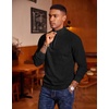 image:imageCOOFANDY Mens Quarter Zip Sweater Slim Fit Lightweight Mock Neck Pullover Knit Texture Polo SweatersBlack