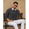 image:imageCOOFANDY Mens Quarter Zip Sweater Slim Fit Lightweight Mock Neck Pullover Knit Texture Polo SweatersDark Grey