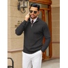 image:imageCOOFANDY Mens Quarter Zip Sweater Slim Fit Lightweight Mock Neck Pullover Knit Texture Polo SweatersDark Grey