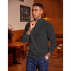image:imageCOOFANDY Mens Quarter Zip Sweater Slim Fit Lightweight Mock Neck Pullover Knit Texture Polo SweatersDark Grey