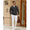 image:imageCOOFANDY Mens Quarter Zip Sweater Slim Fit Lightweight Mock Neck Pullover Knit Texture Polo SweatersDark Grey