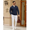 image:imageCOOFANDY Mens Quarter Zip Sweater Slim Fit Lightweight Mock Neck Pullover Knit Texture Polo SweatersNavy Blue