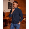 image:imageCOOFANDY Mens Quarter Zip Sweater Slim Fit Lightweight Mock Neck Pullover Knit Texture Polo SweatersNavy Blue