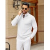 image:imageCOOFANDY Mens Quarter Zip Sweater Slim Fit Lightweight Mock Neck Pullover Knit Texture Polo SweatersWhite