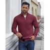 image:imageCOOFANDY Mens Quarter Zip Sweater Slim Fit Lightweight Mock Neck Pullover Knit Texture Polo SweatersWine Red